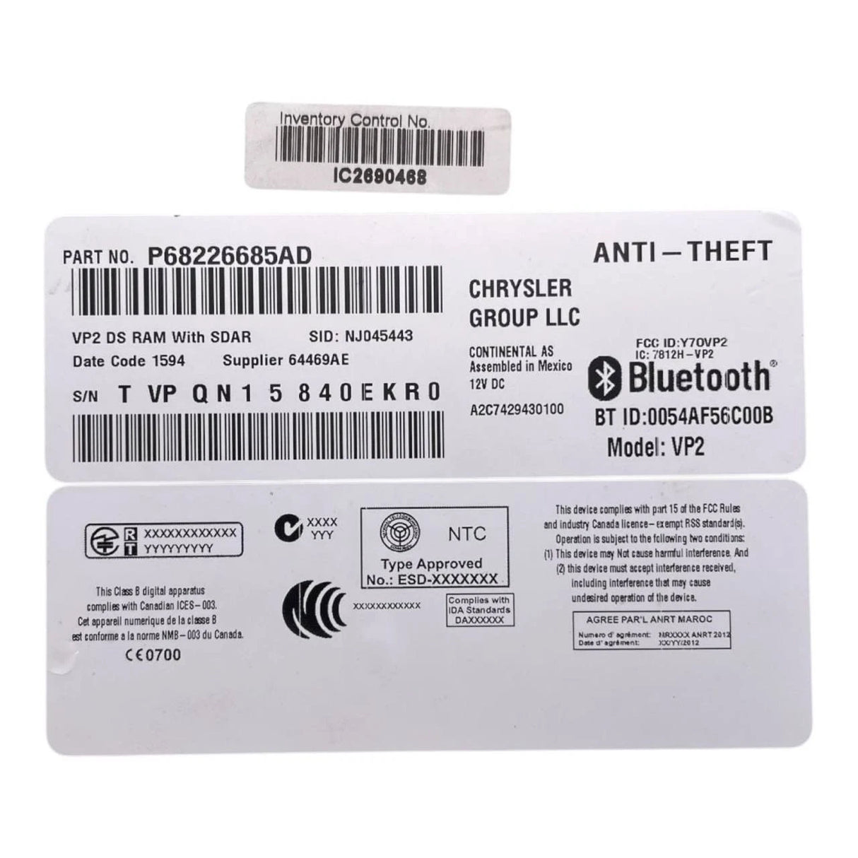 Genuine® Dodge Ram | P68226685AA | Radio Screen Uconnect Multi Media | In Stock